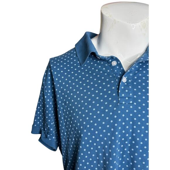 Bonobos Polo Shirt Men's XXL Slim Fit Blue Short Sleeve Micro Daisy Floral Print - Picture 1 of 7